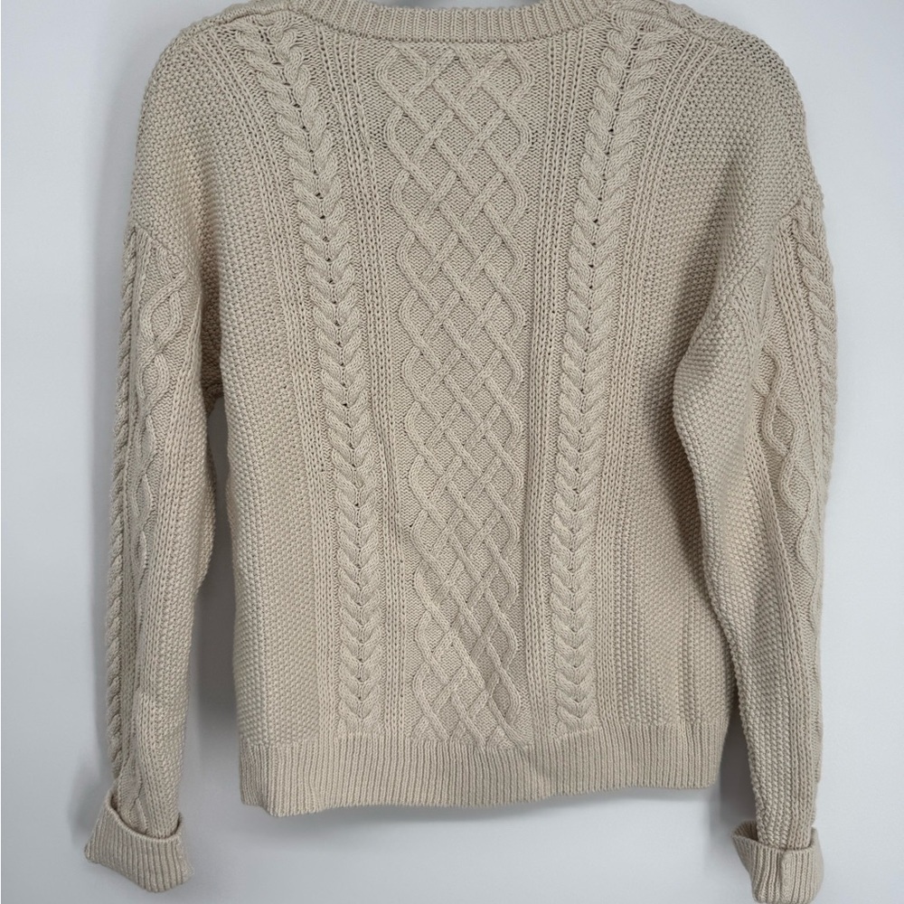 J.Crew Cable Knit Sweater Cream 100% Cotton Size Medium NWT - Picture 3 of 3